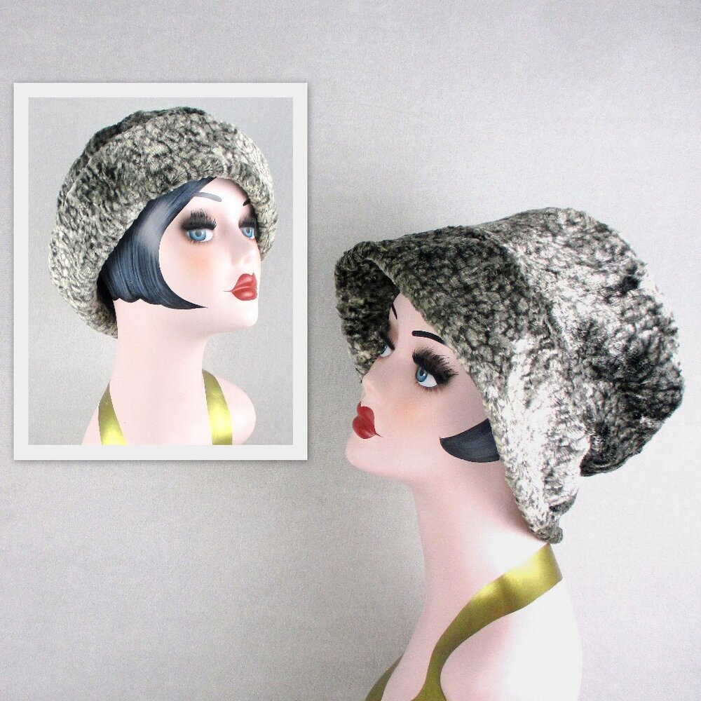 Vintage 1990 Grey Winter Cloche Bucket Hat HF Greenfield Made in England